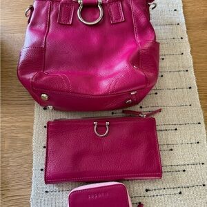 Luxurious Pink Leather Backpack with Striking Design